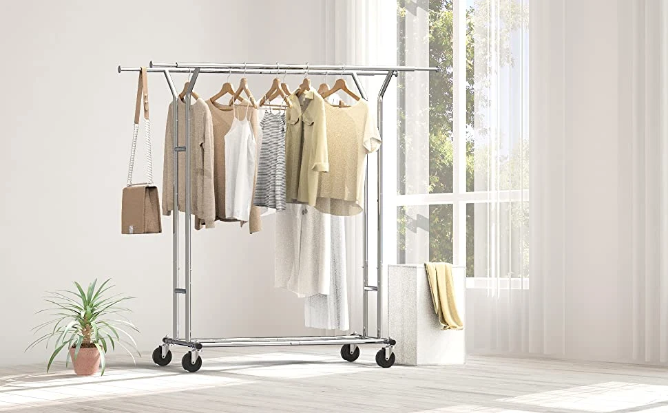 Metal Stainless Steel Simple Heavy Duty Clothing Garment Rack