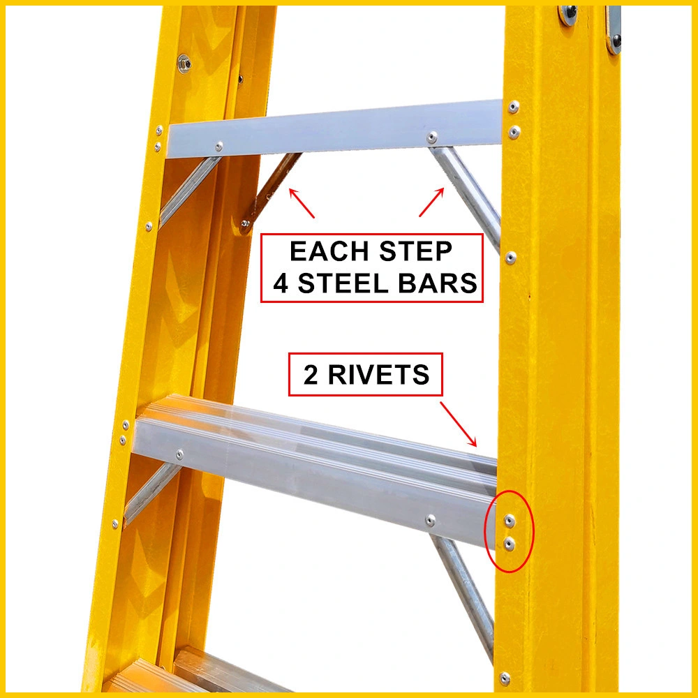 Yellow ANSI A14.5 FRP Non-Conductive Single sided Aluminum Step Ladder